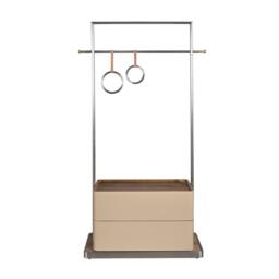 Angel Cerda Mink Faux Leather & Walnut Coat Rack with Stainless Steel in Beige - thumbnail 2