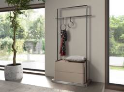 Angel Cerda Mink Faux Leather & Walnut Coat Rack with Stainless Steel in Beige - thumbnail 3