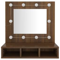 Berkfield Home Mirror Cabinet with LED Brown Oak 60x31.5x62 cm - thumbnail 5