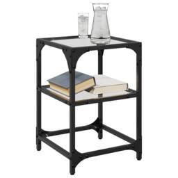 Berkfield Home Coffee Tables with Transparent Glass Top 2 pcs 30x30x45 cm Steel - Size: 30 x 30 x 45 cm - thumbnail 3