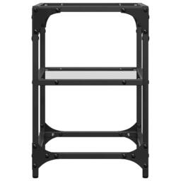 Berkfield Home Coffee Tables with Transparent Glass Top 2 pcs 30x30x45 cm Steel - Size: 30 x 30 x 45 cm - thumbnail 4