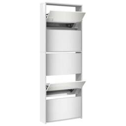 Berkfield Home Shoe Cabinet with Mirror 5-Layer High Gloss White 63x17x169.5 cm - thumbnail 4