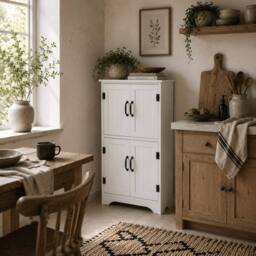 Wyld Haus Rifa White Tall Storage Cabinet with Adjustable Shelves & Four Doors