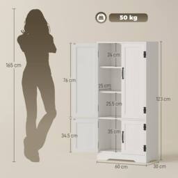 Wyld Haus Rifa White Tall Storage Cabinet with Adjustable Shelves & Four Doors - thumbnail 5