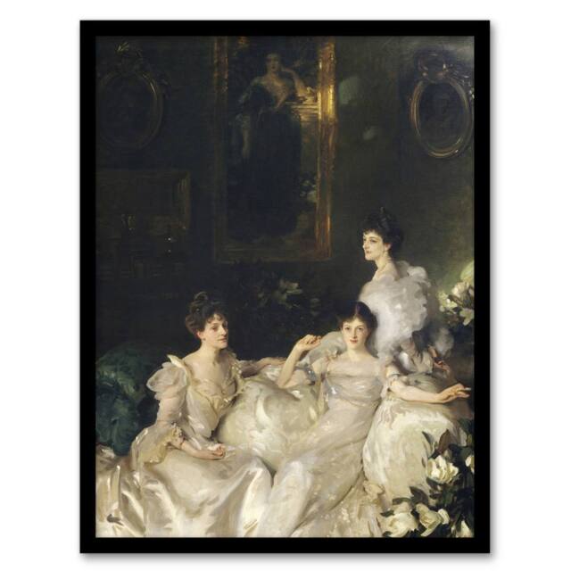 Artery8 The Wyndham Sisters Portrait Sargent Framed Wall Art Print - Size: A4 - image 1