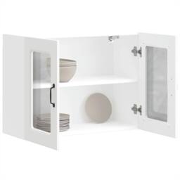 Berkfield Home Kitchen Wall Cabinet with Glass Door Kalmar White Engineered Wood - thumbnail 4