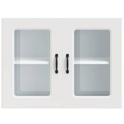 Berkfield Home Kitchen Wall Cabinet with Glass Door Kalmar White Engineered Wood - thumbnail 5