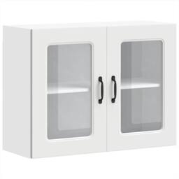 Berkfield Home Kitchen Wall Cabinet with Glass Door Kalmar White Engineered Wood - thumbnail 3