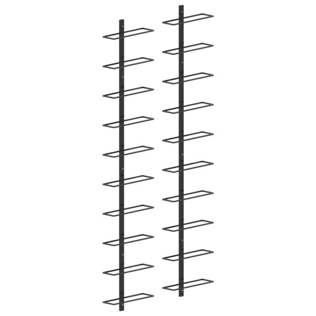 Berkfield Home Wall-mounted Wine Racks for 20 Bottles 2 pcs Black Metal - image 1