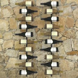 Berkfield Home Wall-mounted Wine Racks for 20 Bottles 2 pcs Black Metal - thumbnail 5
