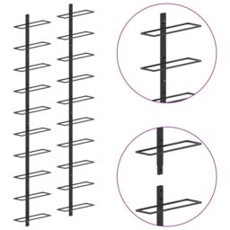 Berkfield Home Wall-mounted Wine Racks for 20 Bottles 2 pcs Black Metal - thumbnail 4