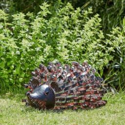 Marco Paul 26cm Bronze Metal Solar Powered Hedgehog Ornament in Brown - thumbnail 1