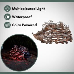 Marco Paul 26cm Bronze Metal Solar Powered Hedgehog Ornament in Brown - thumbnail 7
