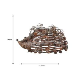 Marco Paul 26cm Bronze Metal Solar Powered Hedgehog Ornament in Brown - thumbnail 2