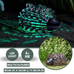 Marco Paul 26cm Bronze Metal Solar Powered Hedgehog Ornament in Brown - thumbnail 8