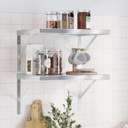 Berkfield Home Wall Shelves 2 pcs 50x40x3 cm Silver Stainless Steel - Size: 50 x 40 x 3 cm