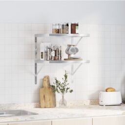 Berkfield Home Wall Shelves 2 pcs 50x40x3 cm Silver Stainless Steel - Size: 50 x 40 x 3 cm - thumbnail 3
