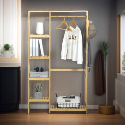 Pirlo Plush Bamboo 155CM Tall Open Wardrobe With Shelves in Natural - thumbnail 3