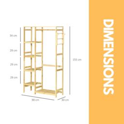 Pirlo Plush Bamboo 155CM Tall Open Wardrobe With Shelves in Natural - thumbnail 6