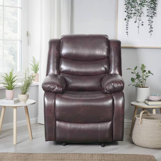 Furnishings For Less UK Cortland Leather Look Single Seater Armchair Manual Reclining Brown - image 1