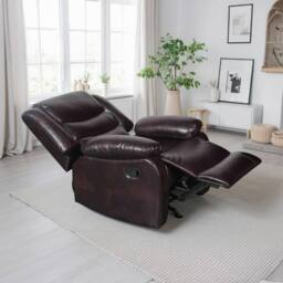 Furnishings For Less UK Cortland Leather Look Single Seater Armchair Manual Reclining Brown - thumbnail 4