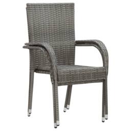 Berkfield Home 3 Piece Garden Dining Set Grey - thumbnail 4