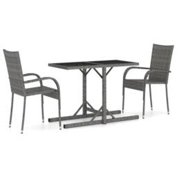 Berkfield Home 3 Piece Garden Dining Set Grey - thumbnail 2