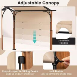Costway 300x360cm Retractable Pergola Arched Patio Pergola Outdoor Metal Gazebo in Beige - Size: 300x360 cm - thumbnail 6