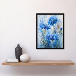"Artery8 Cornflowers Blue Flower Watercolour Painting Framed Art Print - Size: W12"" x H16""" - thumbnail 4