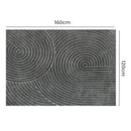 Nordara 120cmx160cm/Grey Plush Velvet Area Rug Soft Shaggy Floor Carpet in Grey - Size: 120 cm x 100 cm