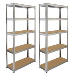 Monstershop 2 x 90cm Galwix & Galwix Workbench Shelving Unit & Mallet in Silver - Size: 2 x 90 cm - thumbnail 1