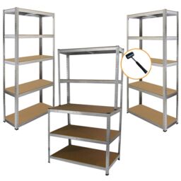 Monstershop 2 x 90cm Galwix & Galwix Workbench Shelving Unit & Mallet in Silver - Size: 2 x 90 cm - thumbnail 3