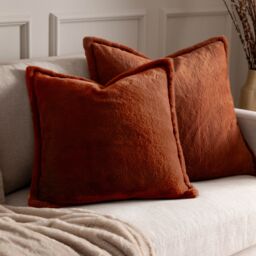 Furn Kallu Reversible Faux Fur Cushion in Burnt Orange - Size: 45 cm x 45 cm - thumbnail 7