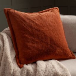 Furn Kallu Reversible Faux Fur Cushion in Burnt Orange - Size: 45 cm x 45 cm - thumbnail 1