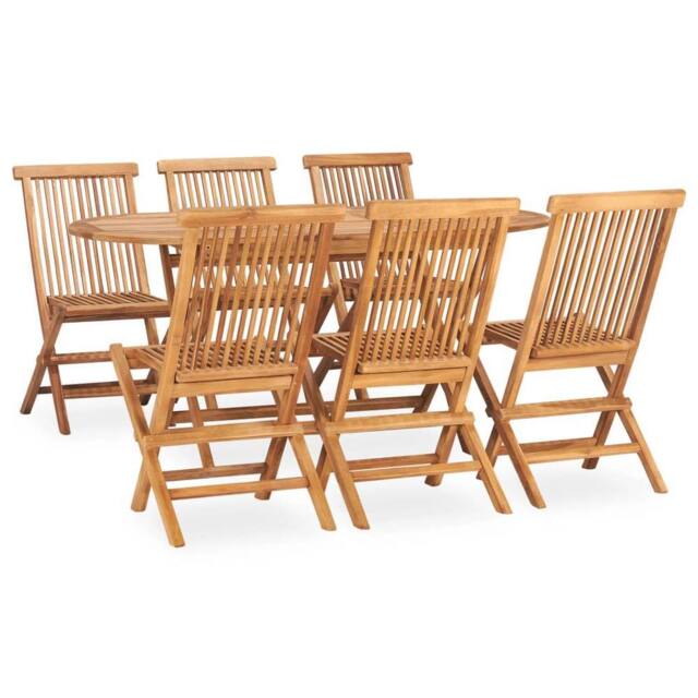 Berkfield Home 7 Piece Folding Outdoor Dining Set Solid Teak Wood in Brown
