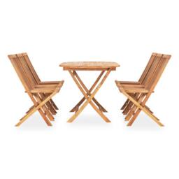 Berkfield Home 7 Piece Folding Outdoor Dining Set Solid Teak Wood in Brown - thumbnail 2