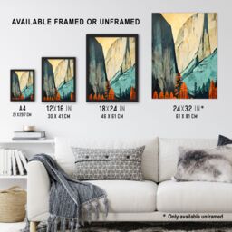 "Artery8 Banff National Park Oil Painting Canadian Rockies Mountain Range In Autumn Art Print Framed Poster Wall Decor in Black - Size: W12"" x H16""" - thumbnail 3