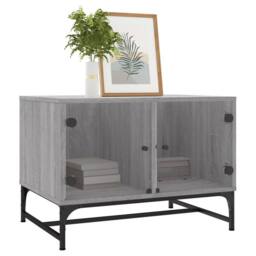 Berkfield Home Modern Coffee Table with Glass Doors Grey Sonoma 68.5x50x50 cm - thumbnail 1
