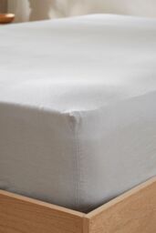Martex Touch of Linen Fitted Sheet in Pale Blue - Size: King Fitted - thumbnail 5