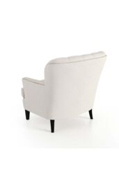 H&O Direct Classic Buttoned Back Linen Armchair with Wooden Legs in Beige - thumbnail 5
