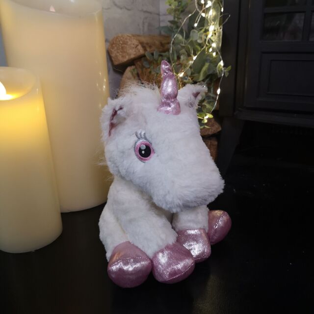 Samuel Alexander 24cm Plush White Unicorn with Sparkly Pink Horn & Hooves - image 1