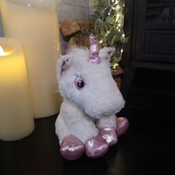 Samuel Alexander 24cm Plush White Unicorn with Sparkly Pink Horn & Hooves - thumbnail 1