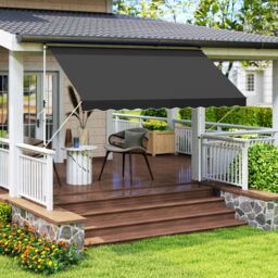 OUTSUNNY 3 x 1.5 m Retractable patio Awning Floor-to-ceiling shade, Black - thumbnail 1