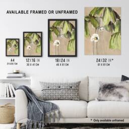 Artery8 May Apple Flower Watercolour Vintage Framed Wall Art Print Overbeck in Beige - Size: A4 - thumbnail 3