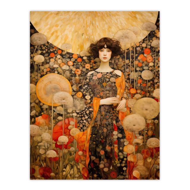 Artery8 The In The Dandelion Dream By Dianne Knope Klimt William Morris Inspired Style Wildflower Meadow Unframed Wall Art Print Poster Home Decor - image 1