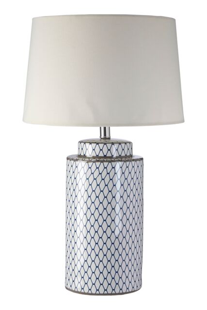 Orsina Ceramic Table Lamp With Cream Shade, Tapered Textured Base Table Light, Elegant Cylindrical Ceramic Lamp - image 1