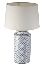 Orsina Ceramic Table Lamp With Cream Shade, Tapered Textured Base Table Light, Elegant Cylindrical Ceramic Lamp - thumbnail 2