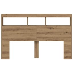 Berkfield Home Headboard Cabinet with LED Artisan Oak 160x17x102 cm in Brown - Size: 160 x 17 x 102 cm - thumbnail 7