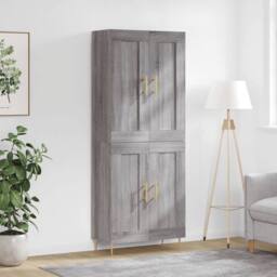 Berkfield Home Highboard Grey Sonoma 69.5x34x180 cm Engineered Wood - thumbnail 2