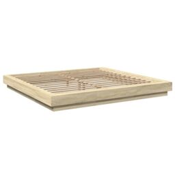Berkfield Home Bed Frame with LED Lights without Mattress Sonoma Oak 200x200cm in Brown - Size: 200x200 cm - thumbnail 3